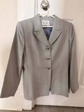 Le Suit Women’s Gray Houndstooth Blazer Jacket